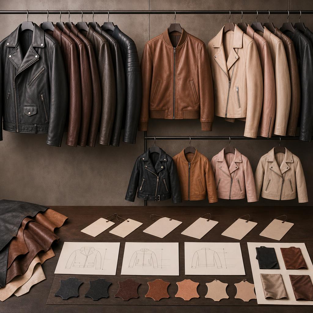 Original Crone Shop editorial for leather jackets for men, women and children