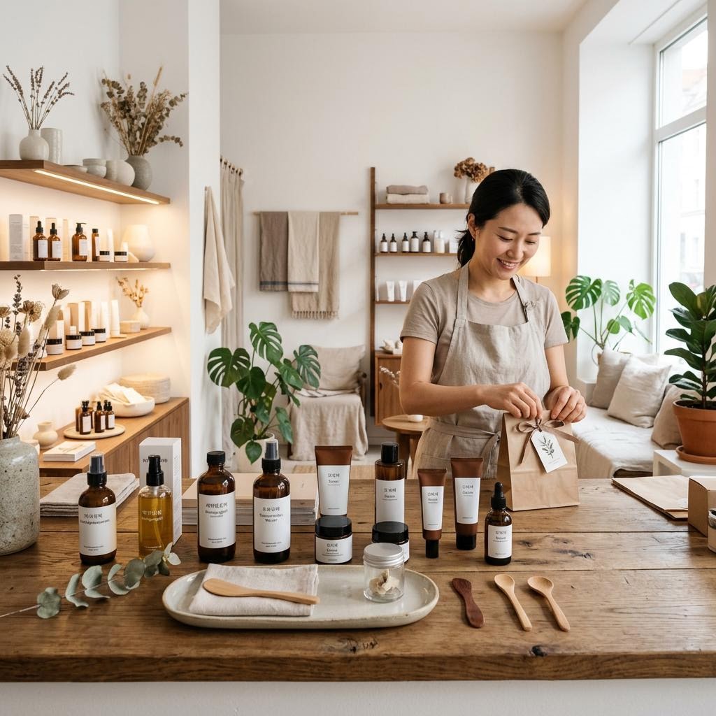 Original editorial image illustrating the BINU-Beauty Natural Korean Cosmetics DE merchant category