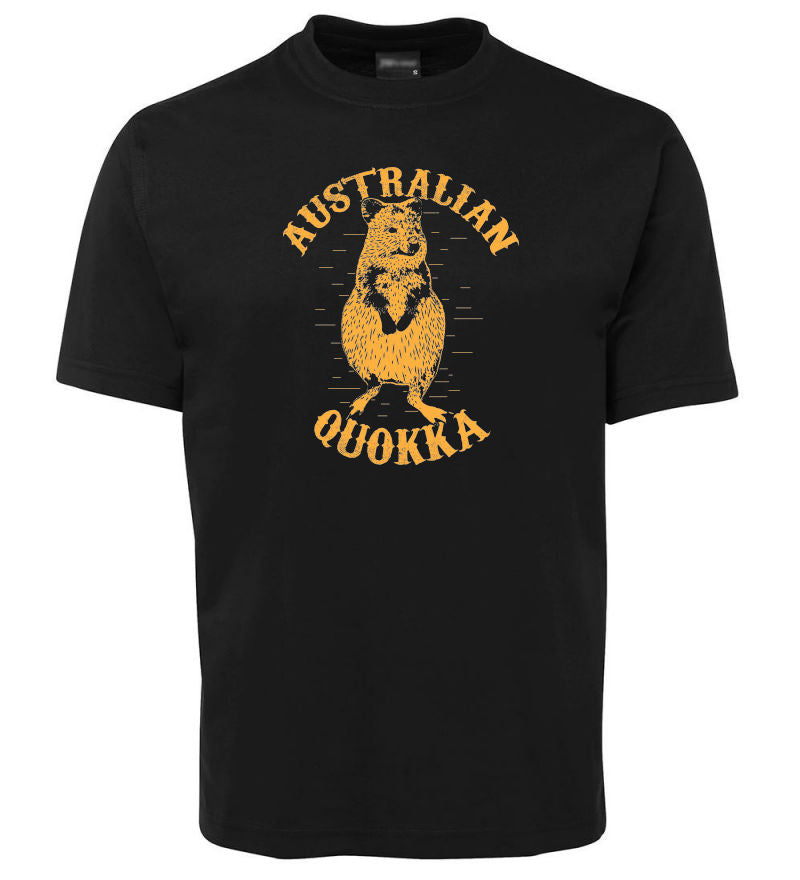 Black Australian Native T-Shirts quokka graphic T-shirt