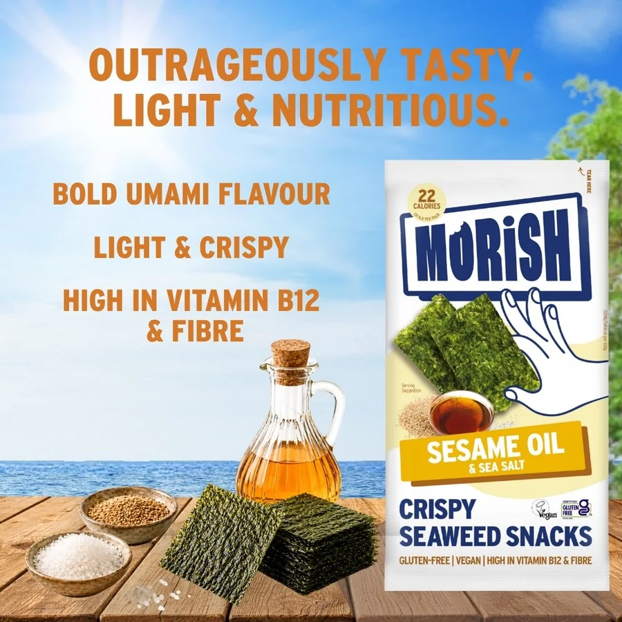 Morish snack packaging and sesame ingredients