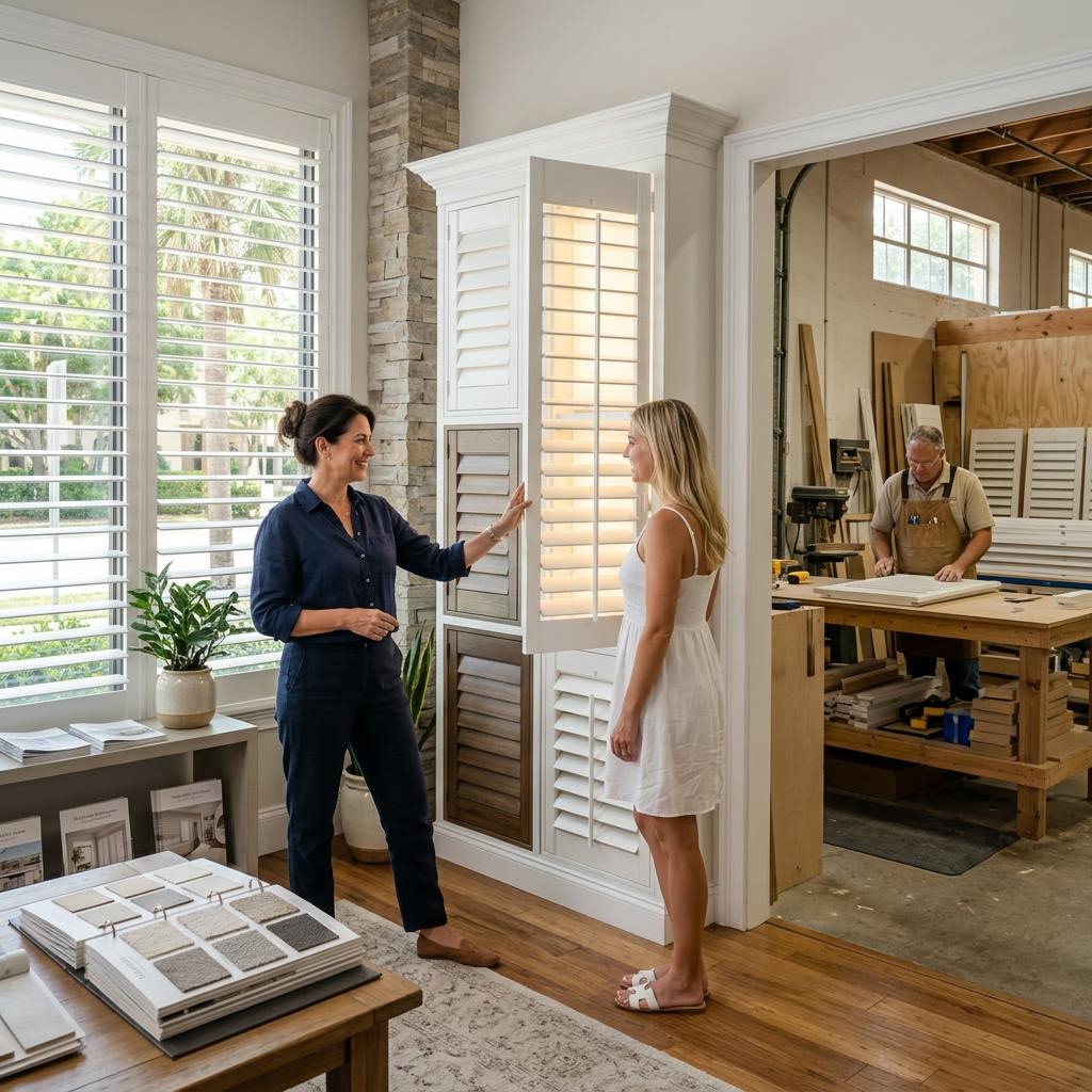 Original editorial image illustrating the California Shutters merchant category