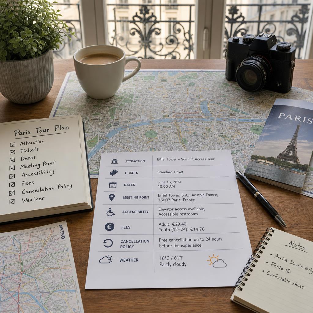 Original photographic Paris City Vision editorial for Portuguese-language Paris and France tour booking campaign