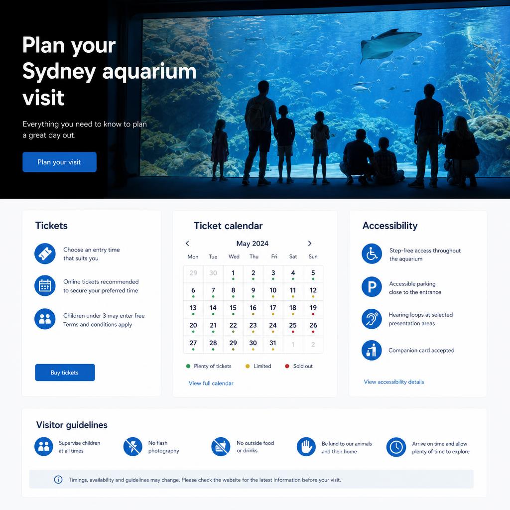 Original photographic visit-planning editorial for official SEA LIFE aquarium attraction in Sydney