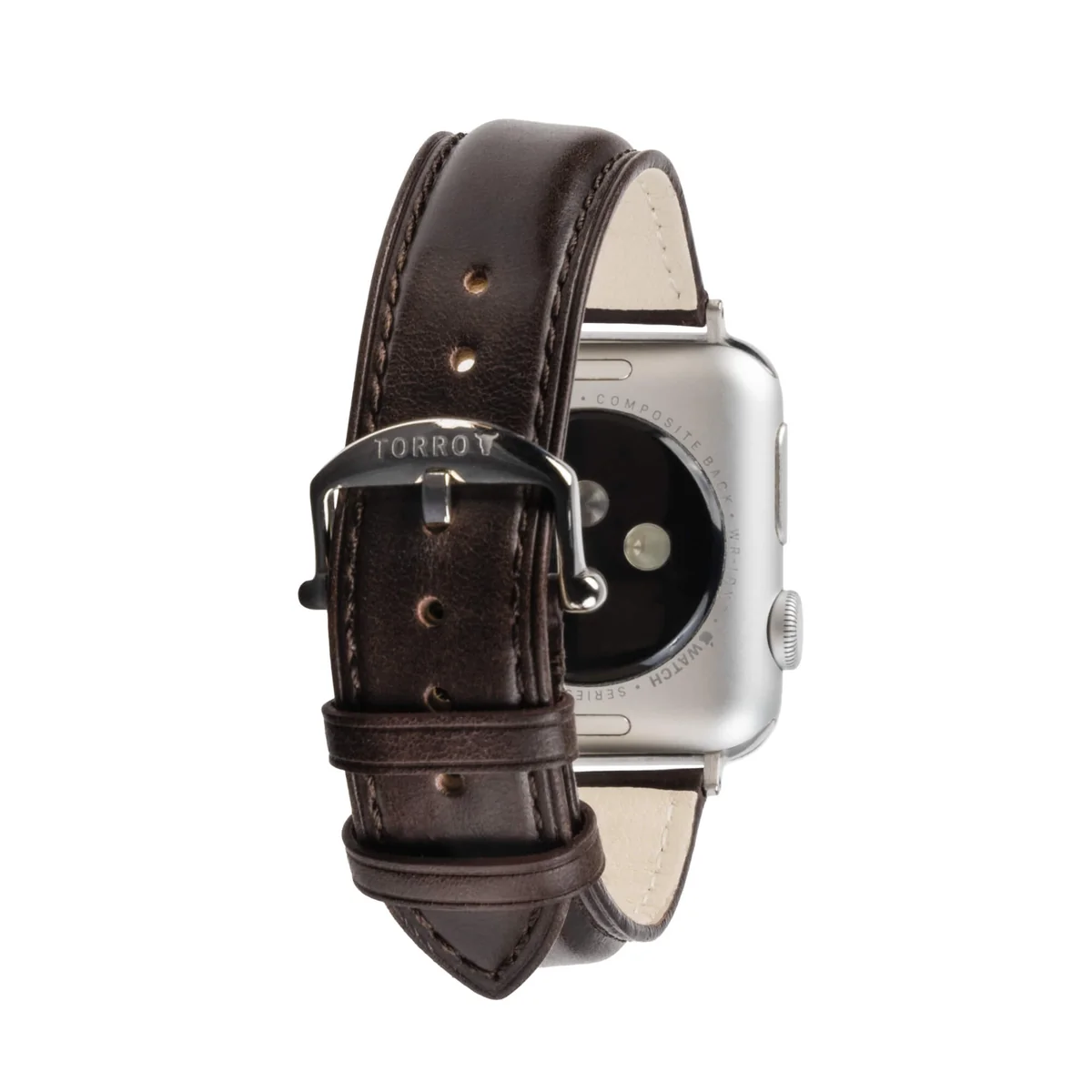 TORRO dark brown leather watch strap