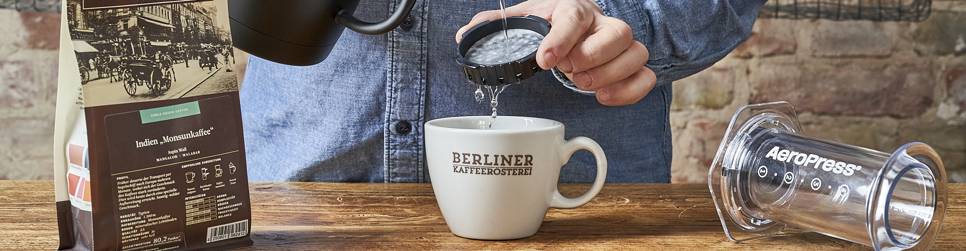 AeroPress coffee brewing setup from Berliner Kaffeerösterei