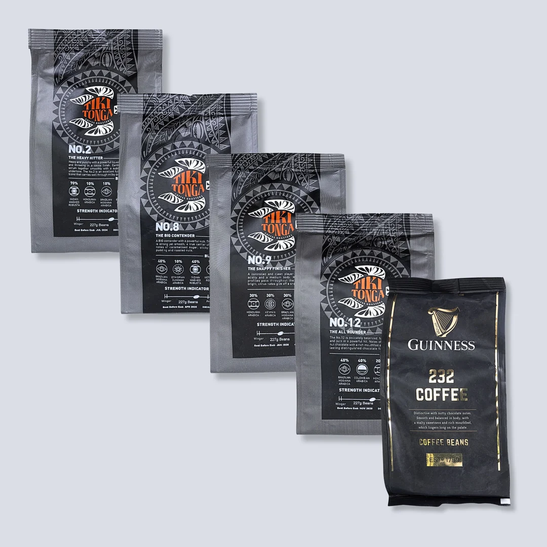 Tiki Tonga whole coffee bean selection