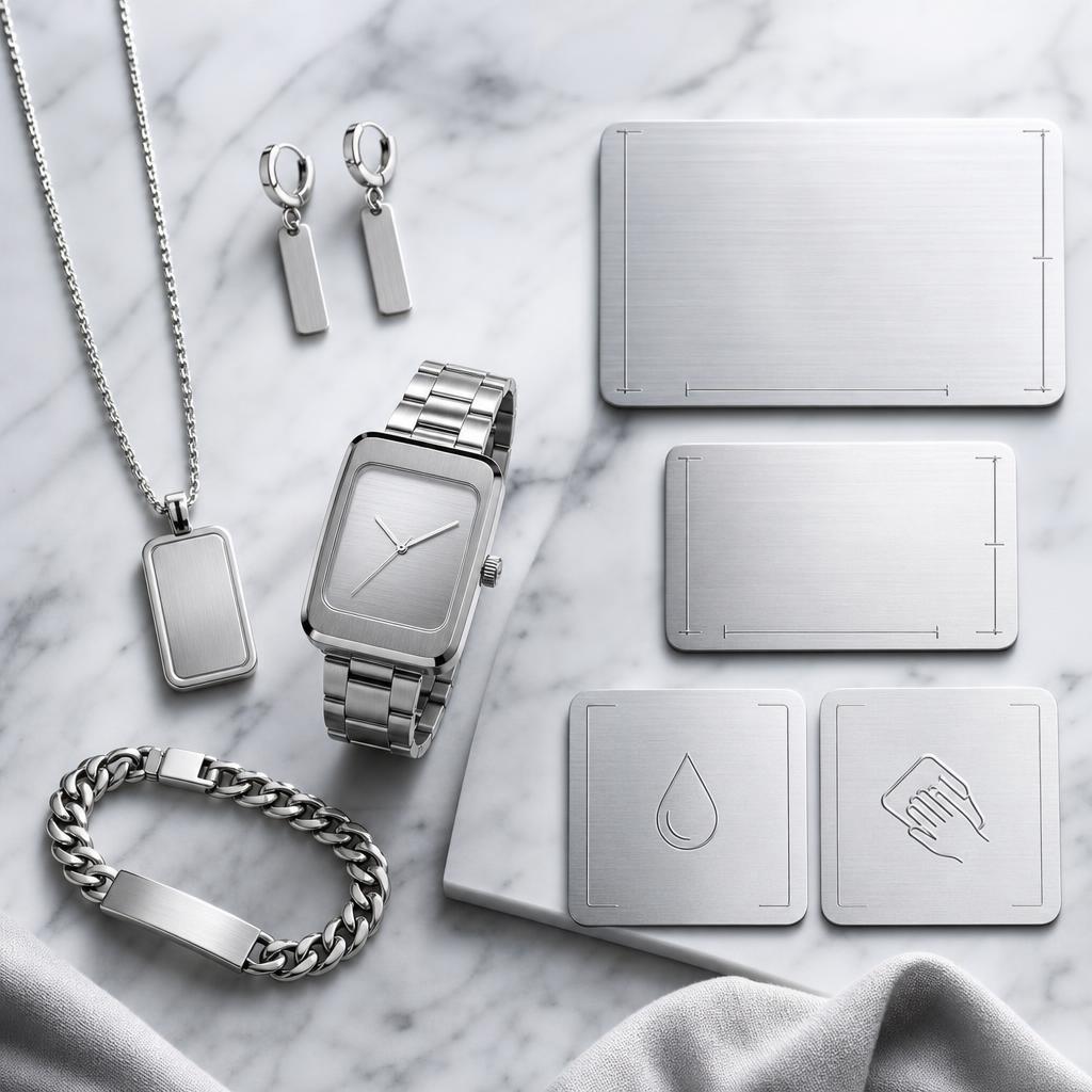Original Paul Valentine editorial for stainless-steel jewellery and watches