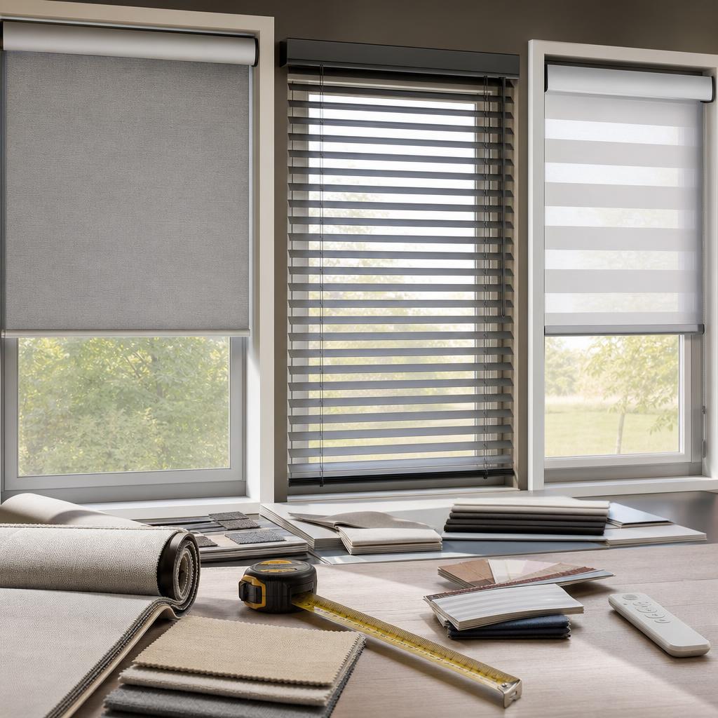 Original made-to-measure-blinds editorial with roller, Venetian and motorized samples