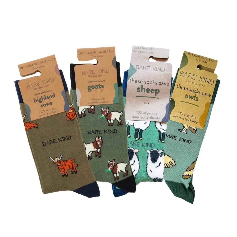 Bare Kind bamboo socks with animal motifs