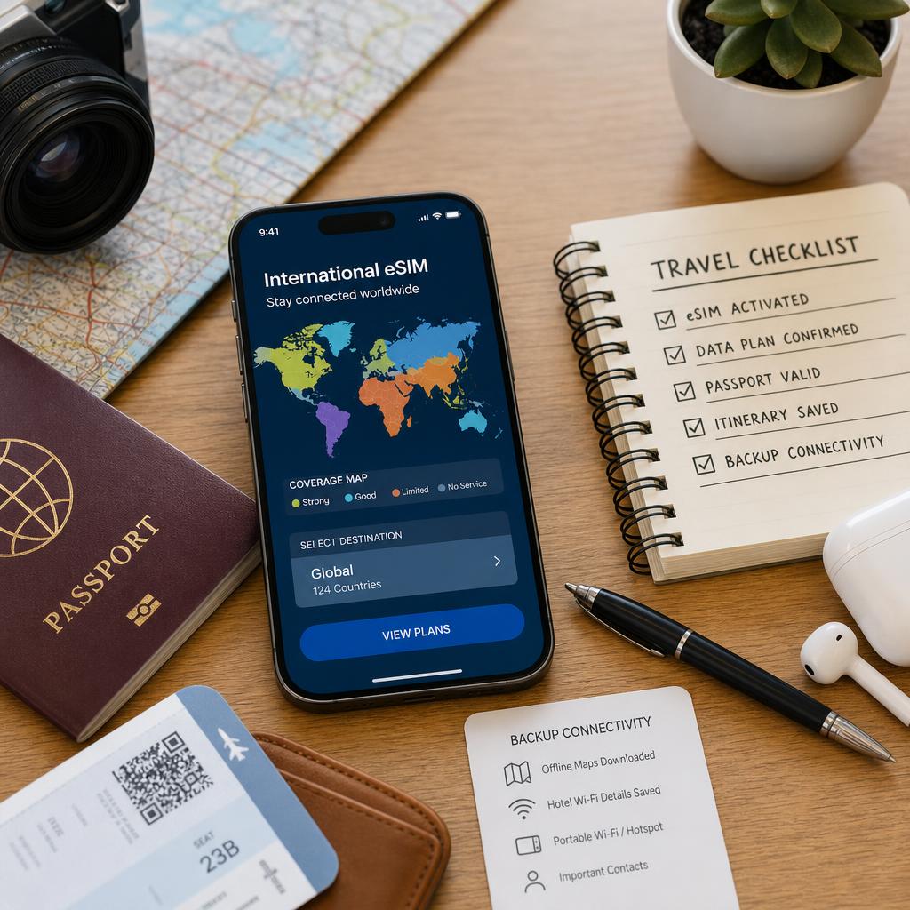 Original photographic eSIMX editorial for international travel eSIM mobile-data plans