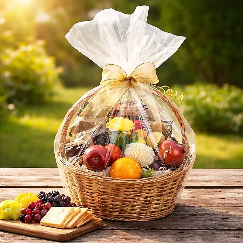 Fruit and cheese gourmet gift basket