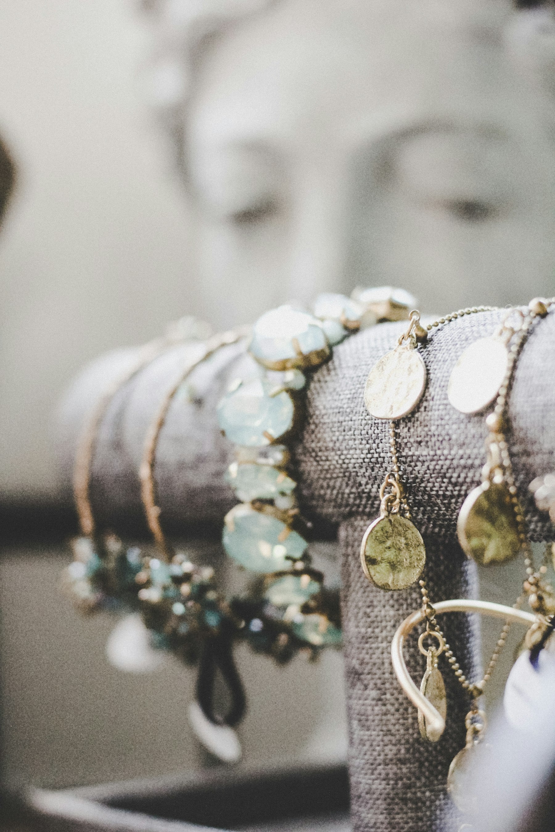 Close-up of decorative bracelets arranged on a wrist