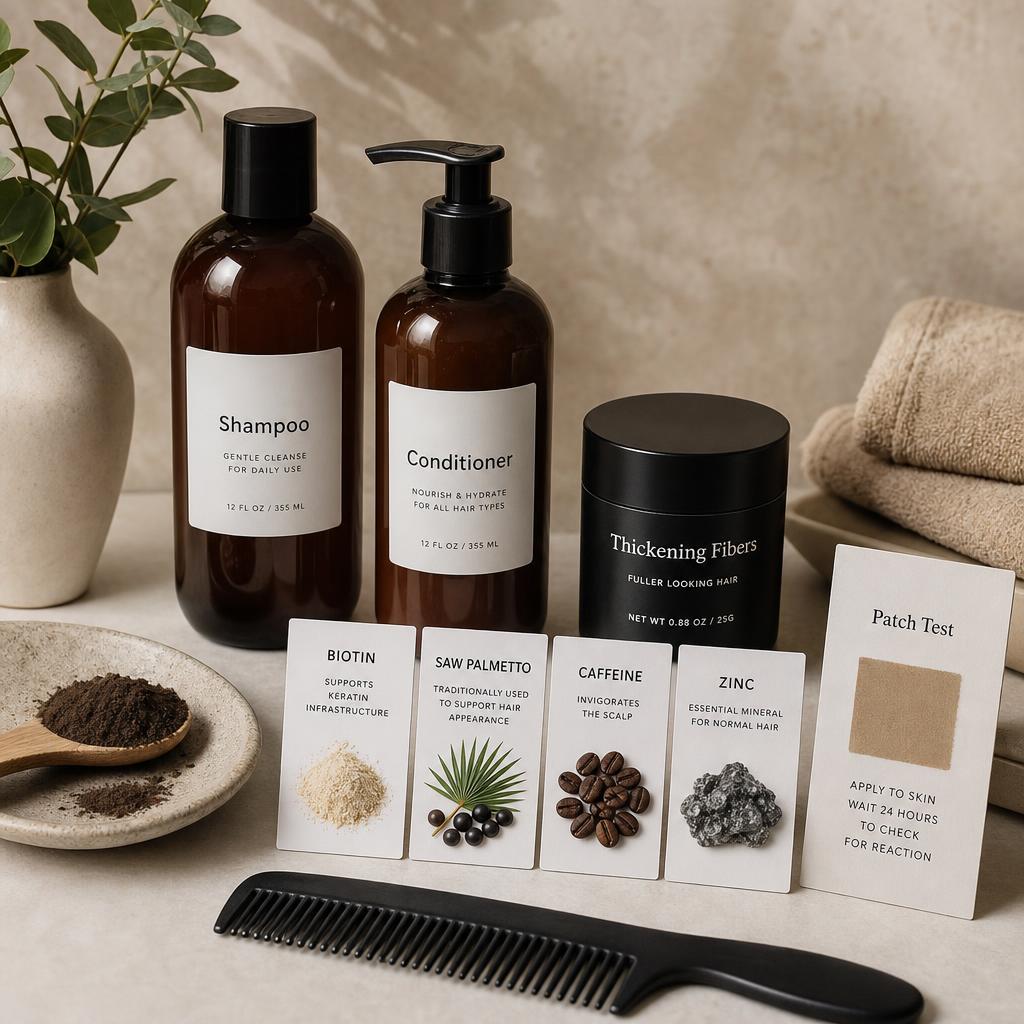 Original photographic ThickTails UK editorial for UK cosmetic hair thickening, shampoo and conditioner products