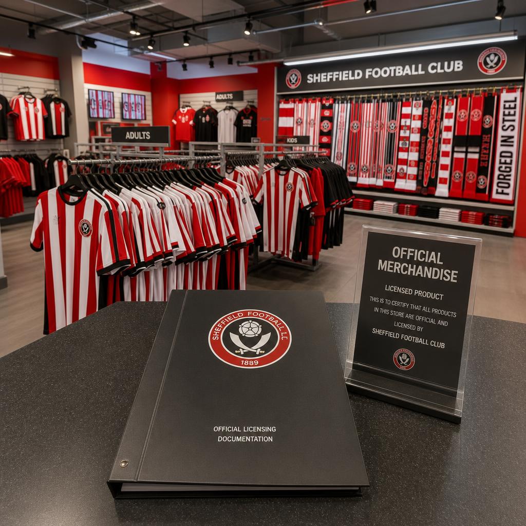 Original photographic Sheffield United Blades Store editorial for official Sheffield United Football Club merchandise storefront
