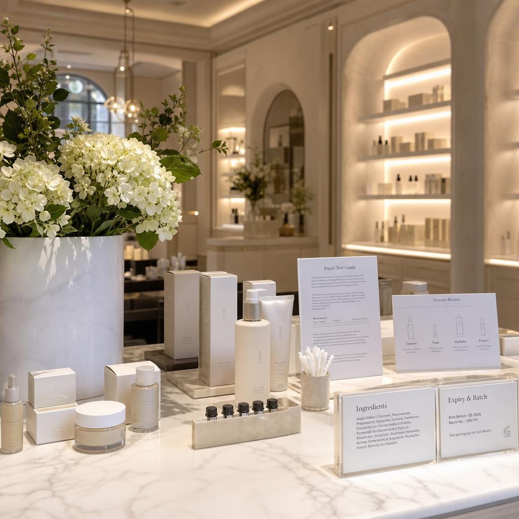 Original photographic visit-planning editorial for European skincare, haircare and beauty storefront