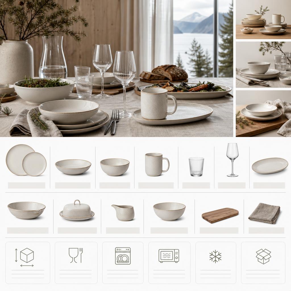 Original Fyrklövern Norway editorial for Norwegian tableware, porcelain, glassware and home collections