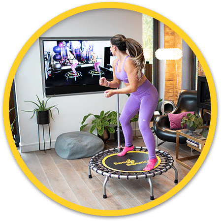 Rebounding on a Boogie Bounce mini trampoline
