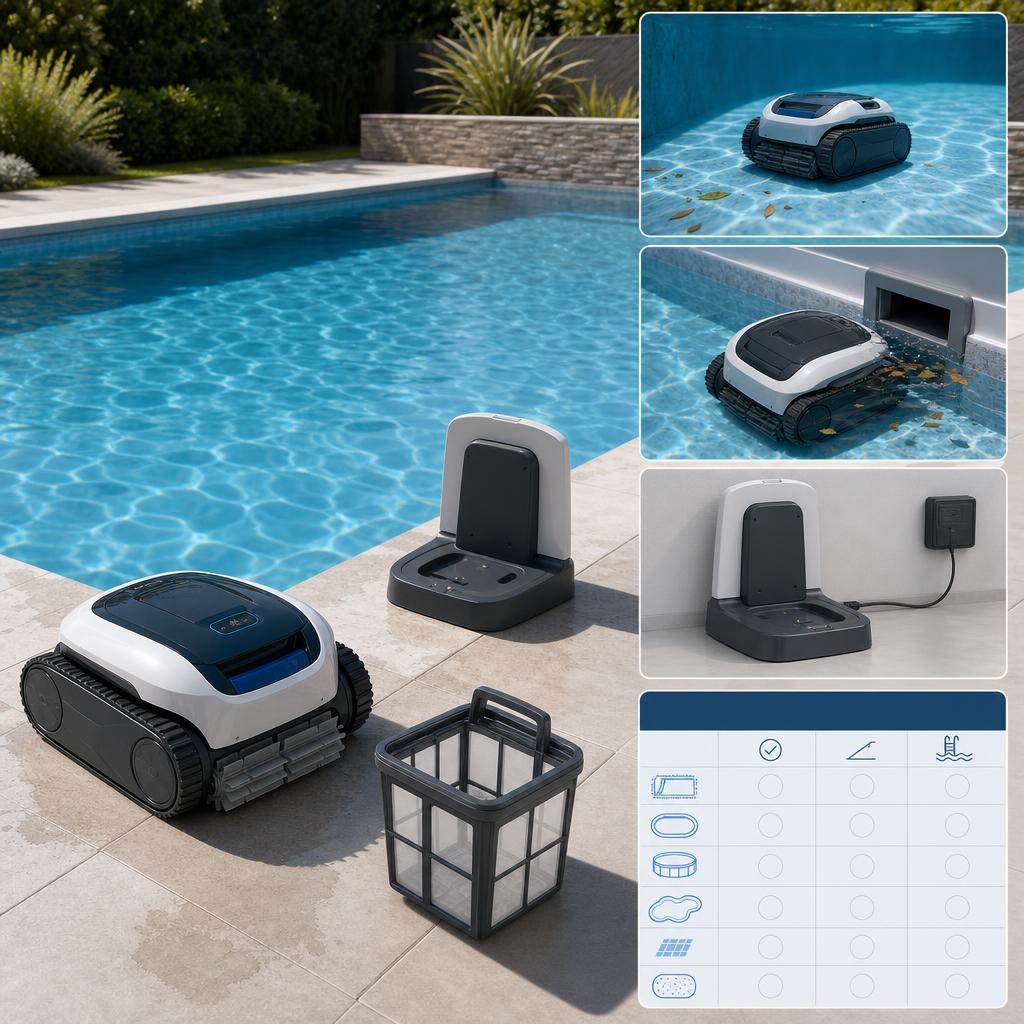 Original Beatbot FR editorial for cordless robotic swimming-pool cleaners and skimmers for the French market