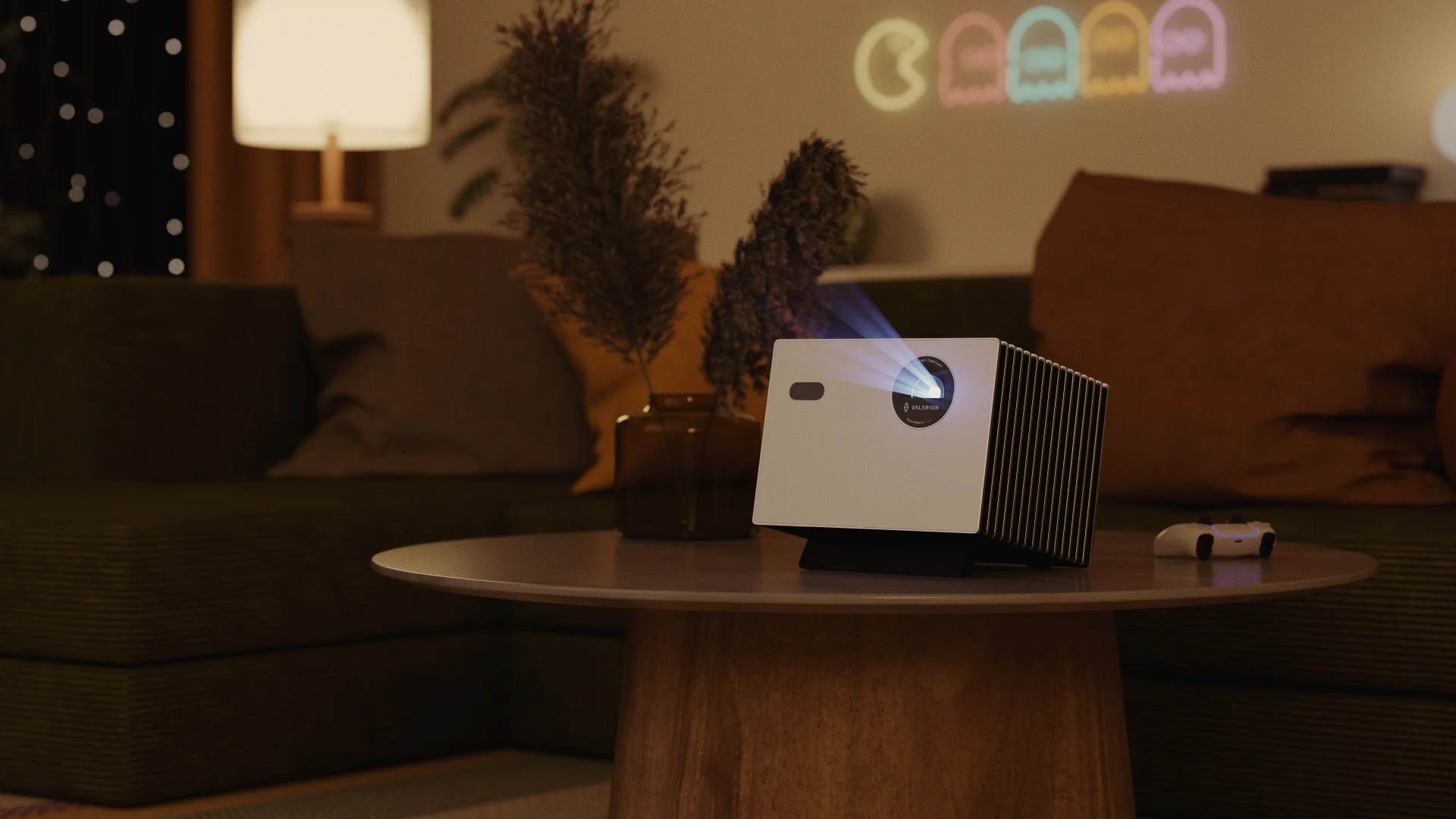Valerion projector in a home cinema setting