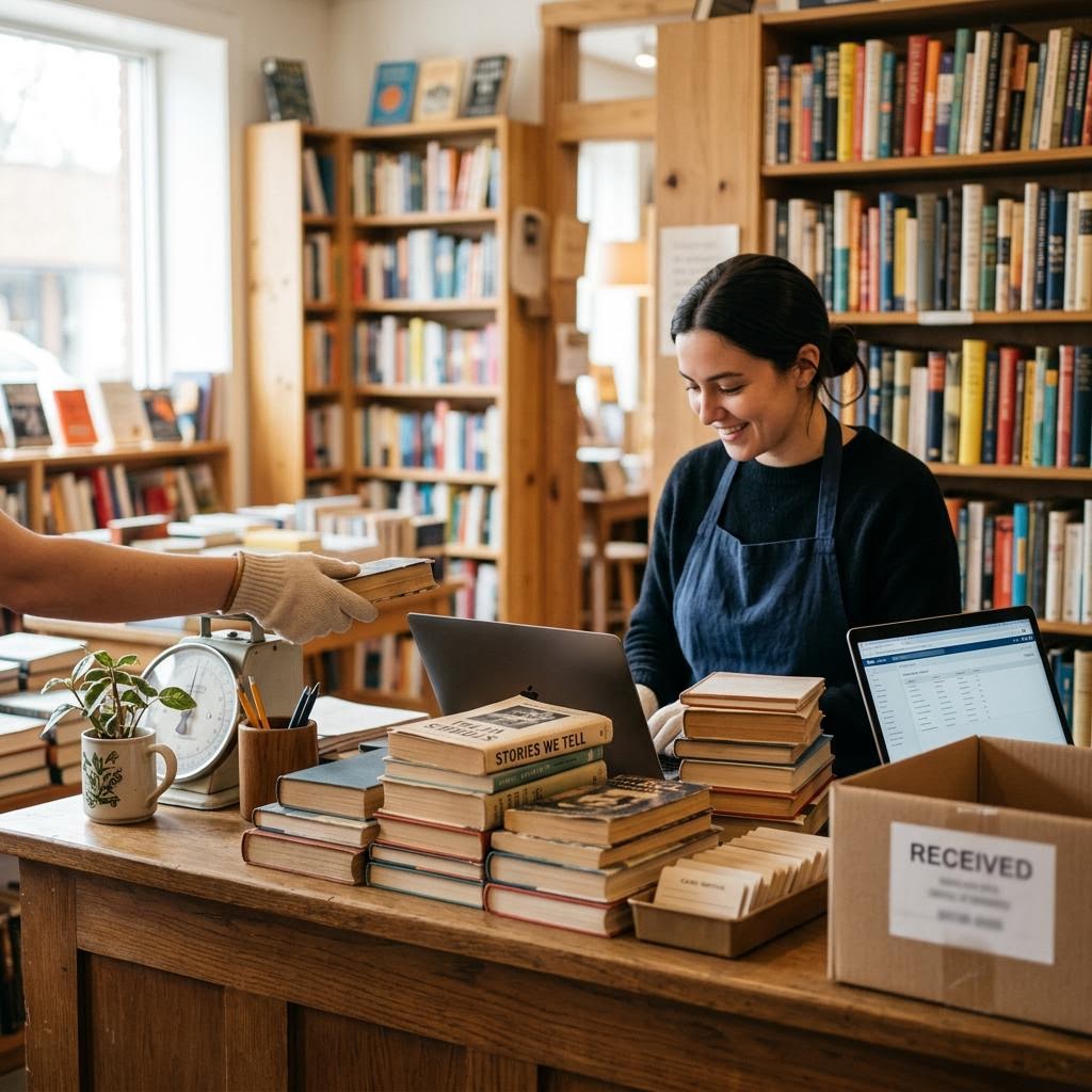 Original editorial image illustrating the World of Books - Sell Your Books US merchant category