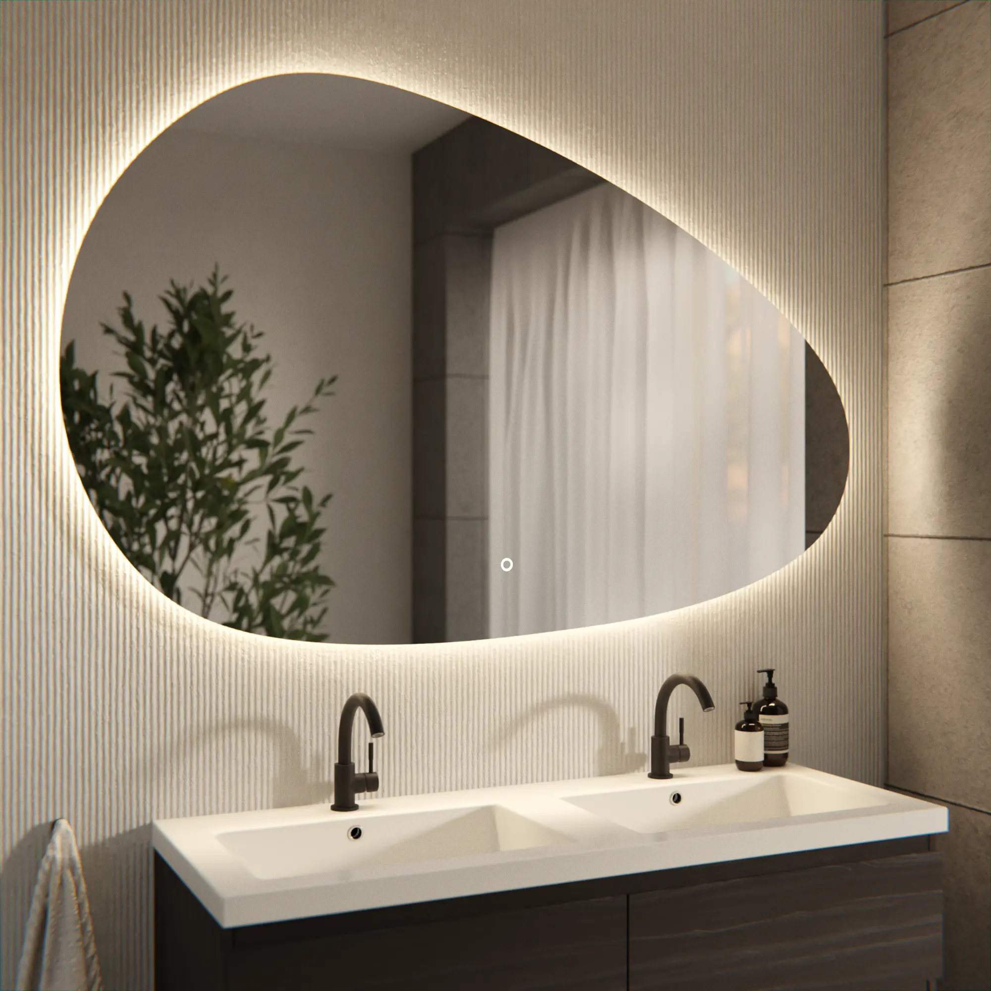 Illuminated Mirlux FR bathroom mirror in a bathroom