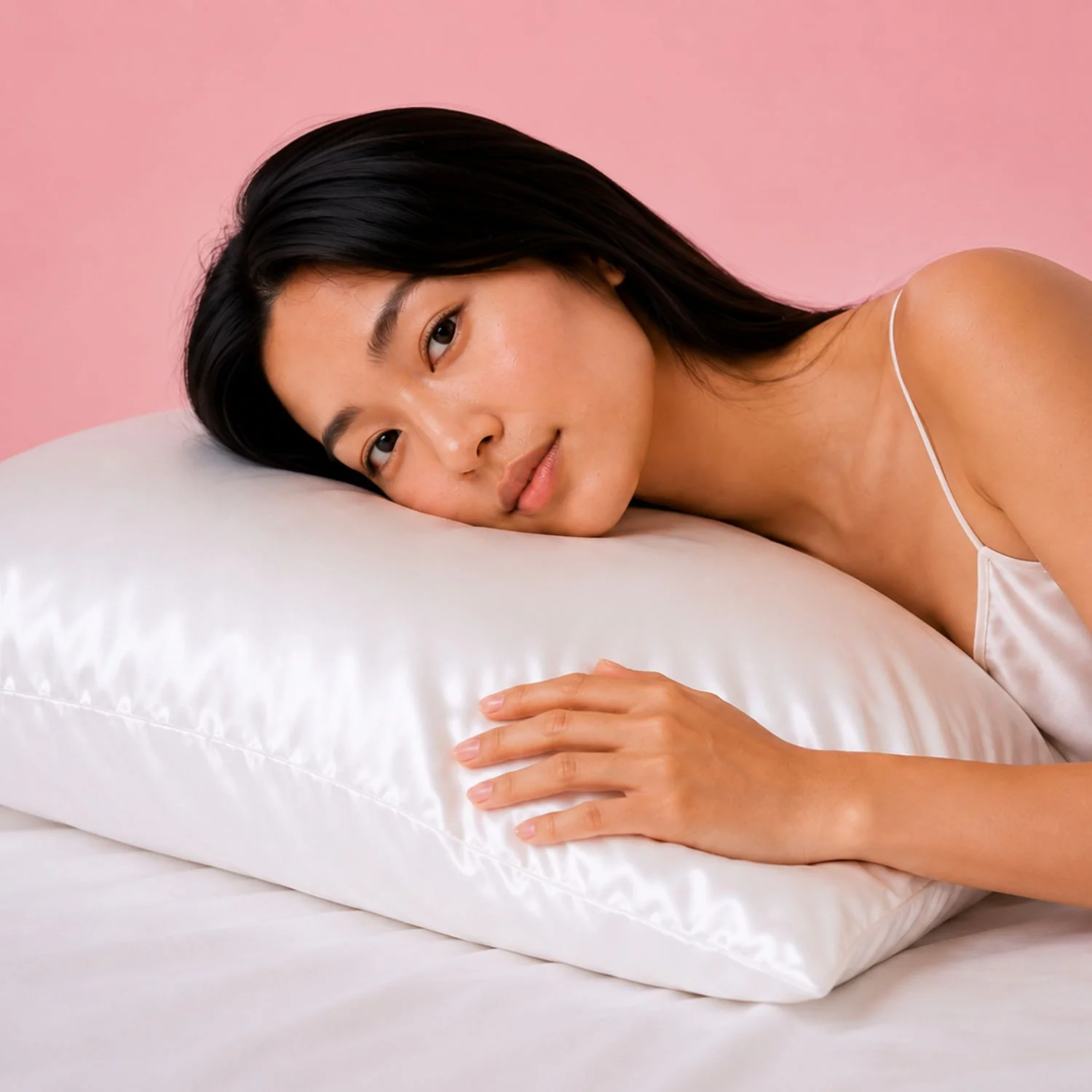 Silver Cloud Beauty satin pillowcase for overnight hair care