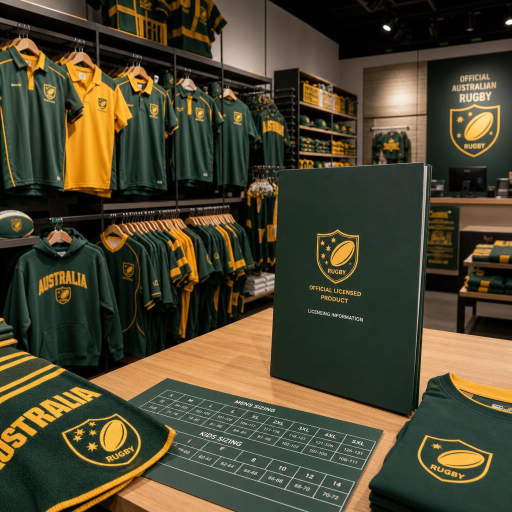 Original photographic Wallaby Shop Australia editorial for official Australian Wallabies rugby merchandise storefront