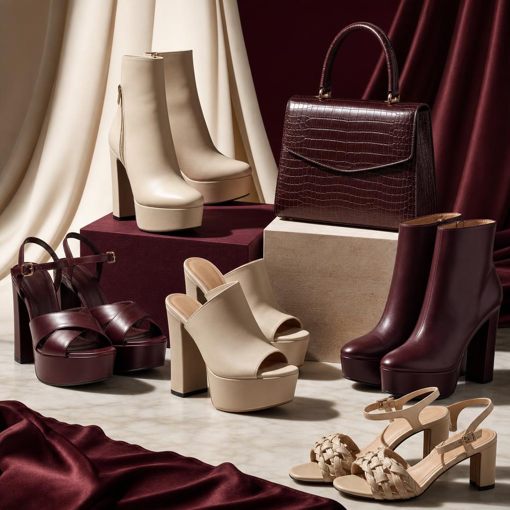 Original footwear editorial with platform heels, boots and sandals