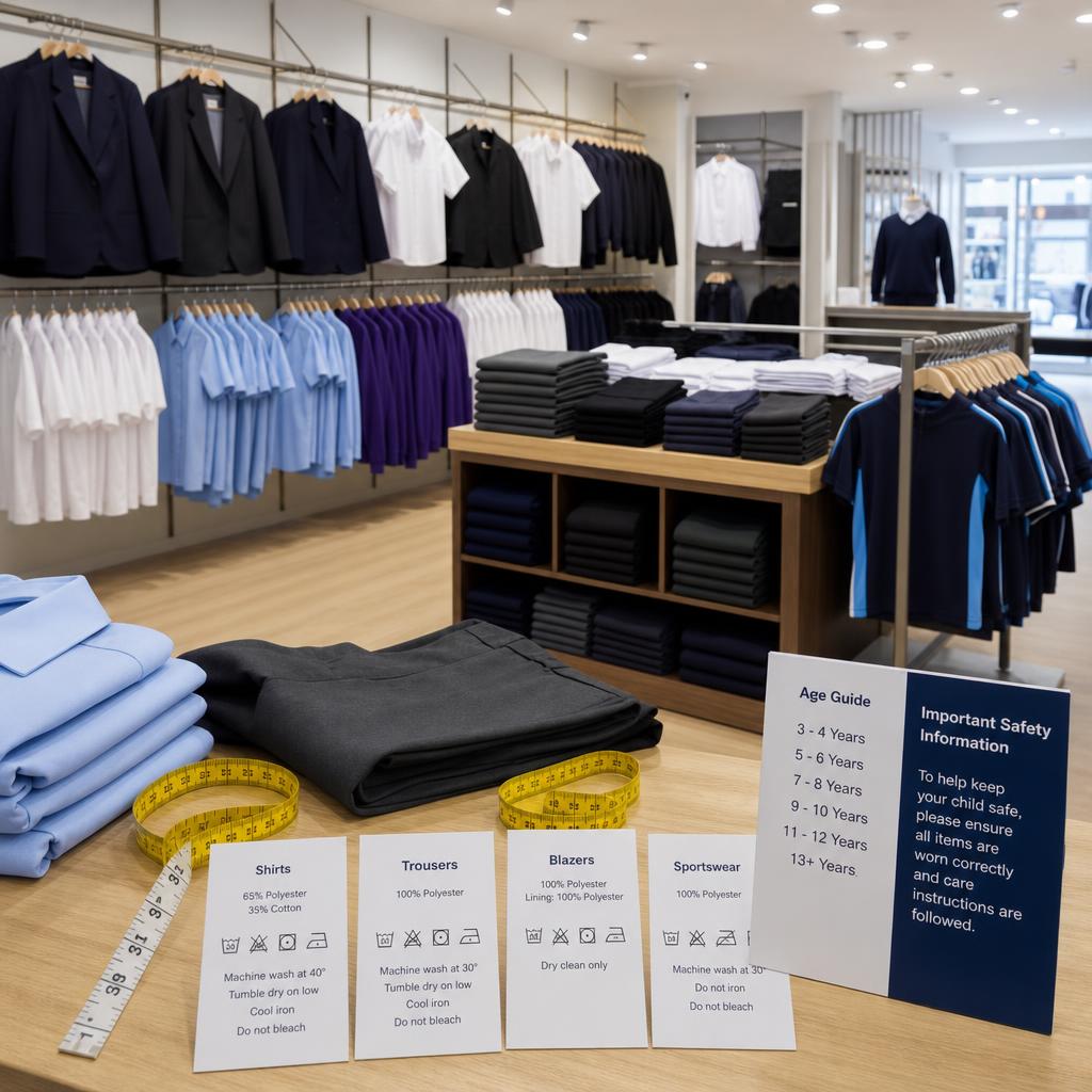 Original photographic Trutex UK editorial for UK school uniforms, sportswear and accessories storefront