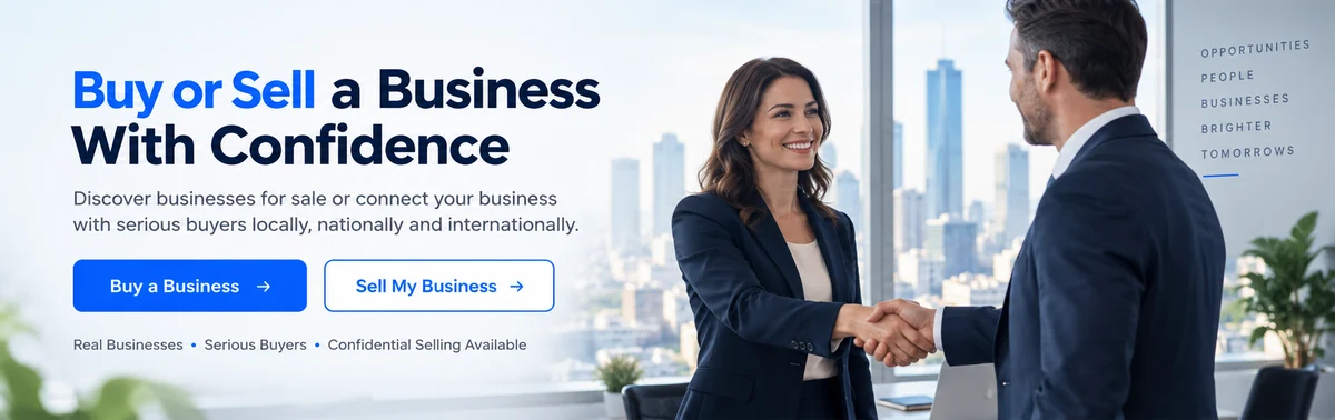 World Businesses for Sale buyer and seller marketplace graphic