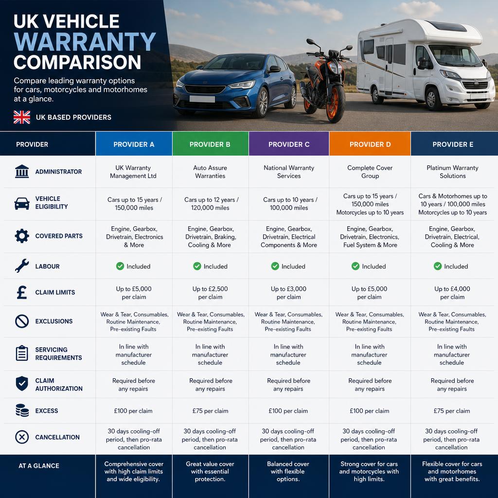 Original National Warranties editorial for UK vehicle warranty products for cars, motorcycles and motorhomes
