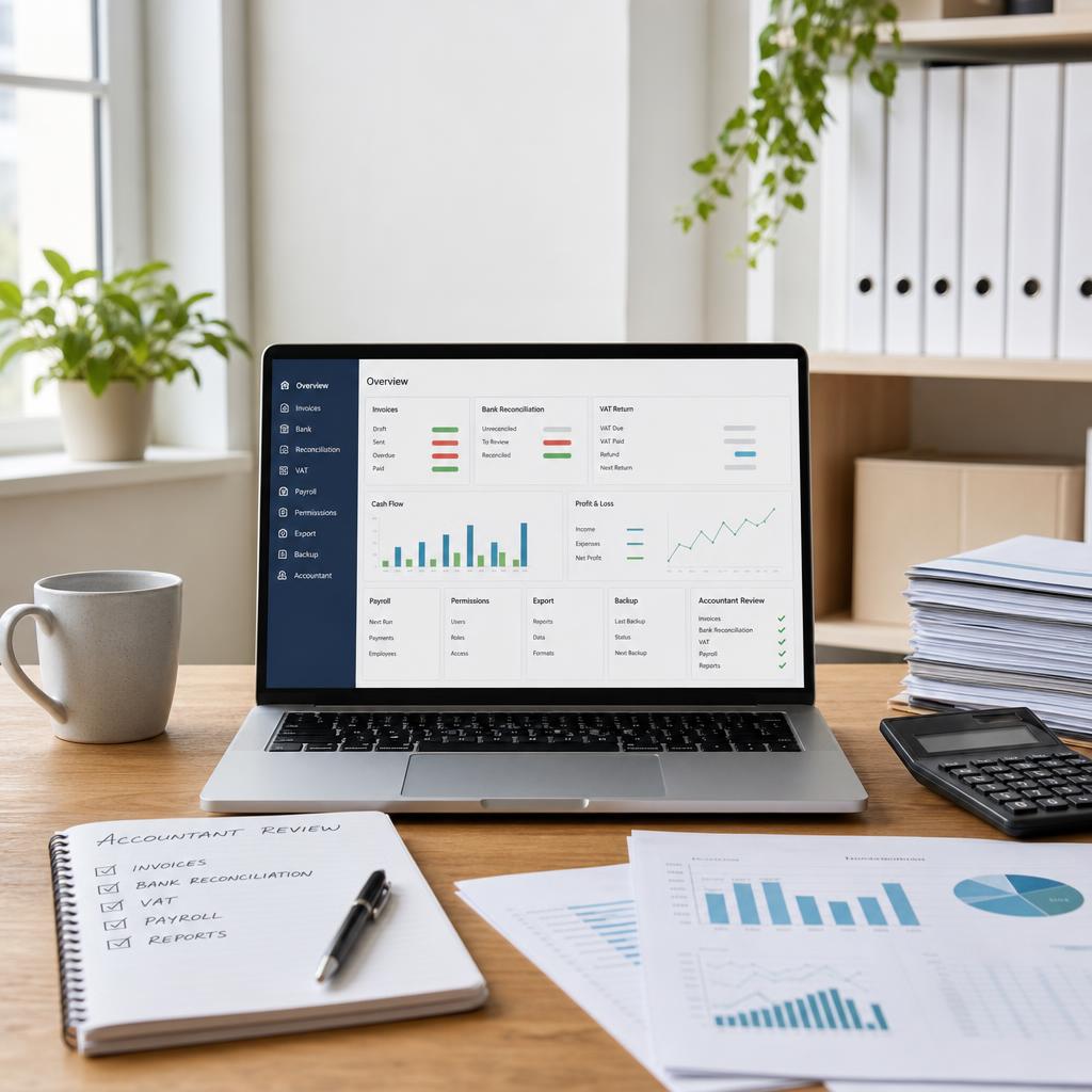 Original photographic QuickBooks UK editorial for UK accounting, invoicing, payroll and tax-support software