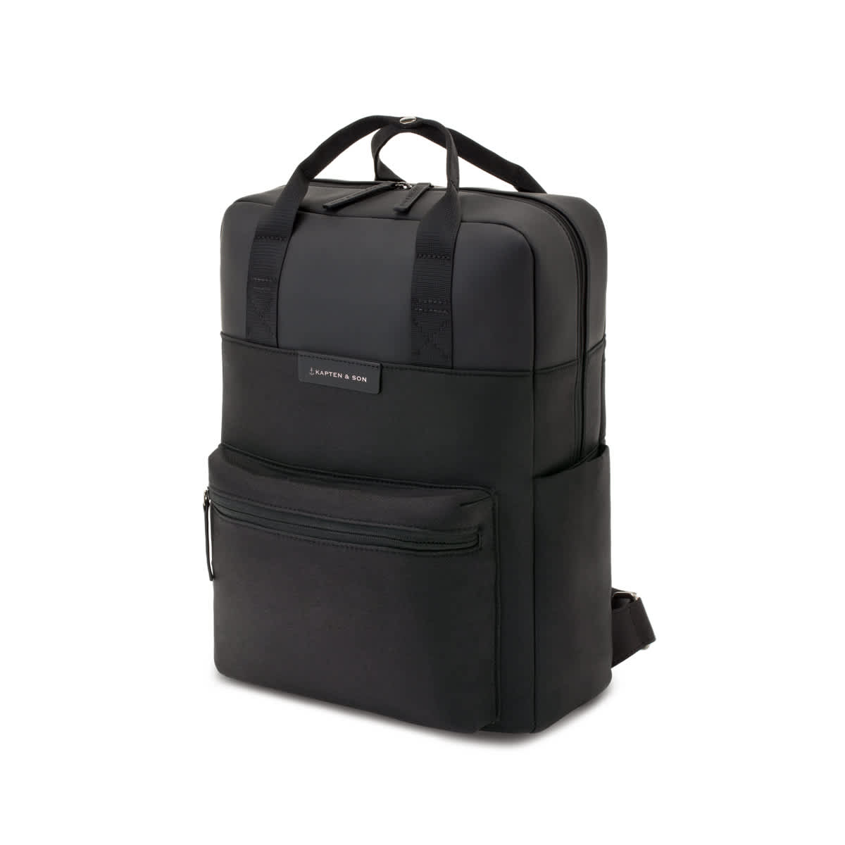 Black Kapten and Son Bergen backpack shown upright on a white background