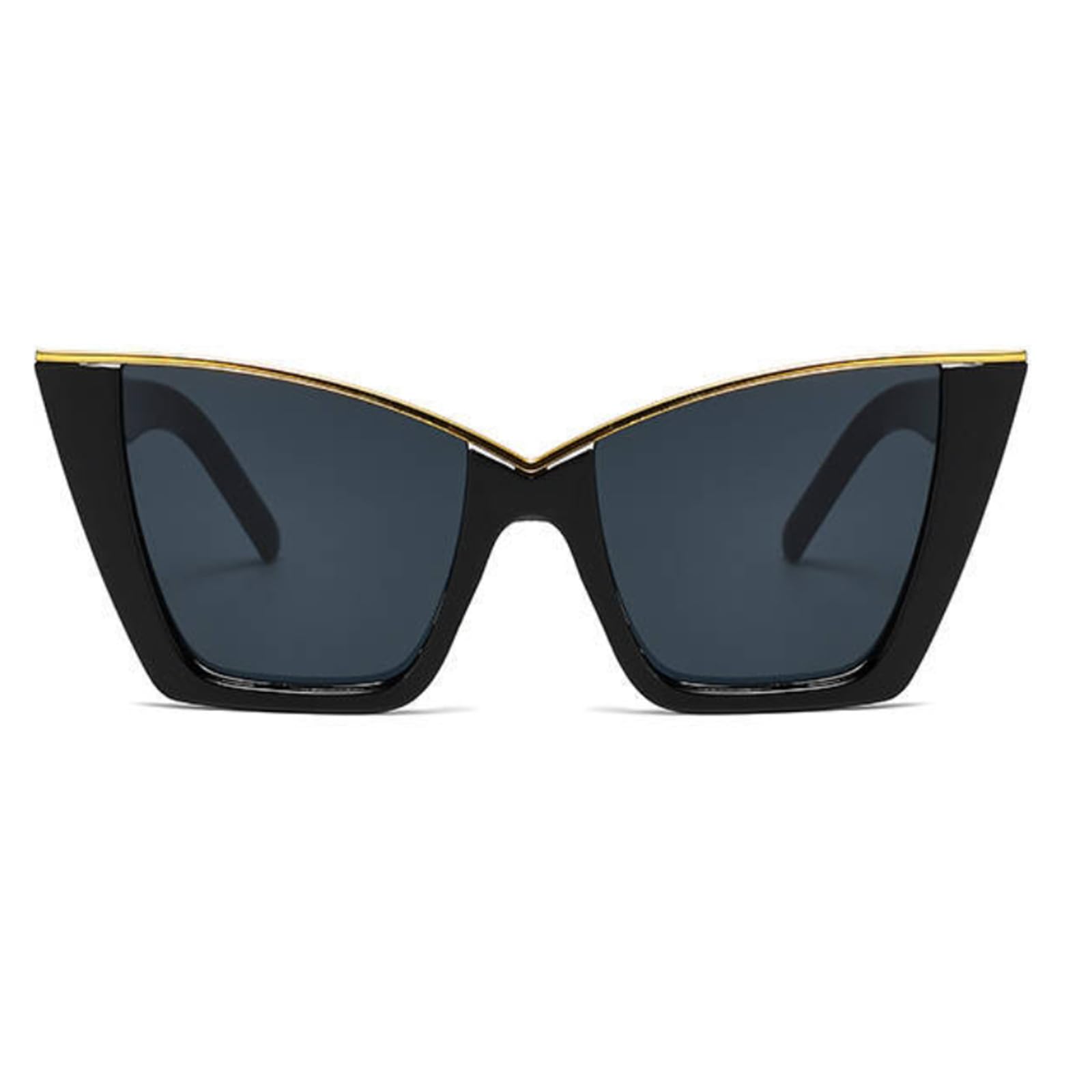 Black cat-eye sunglasses with gold trim from Aoolia
