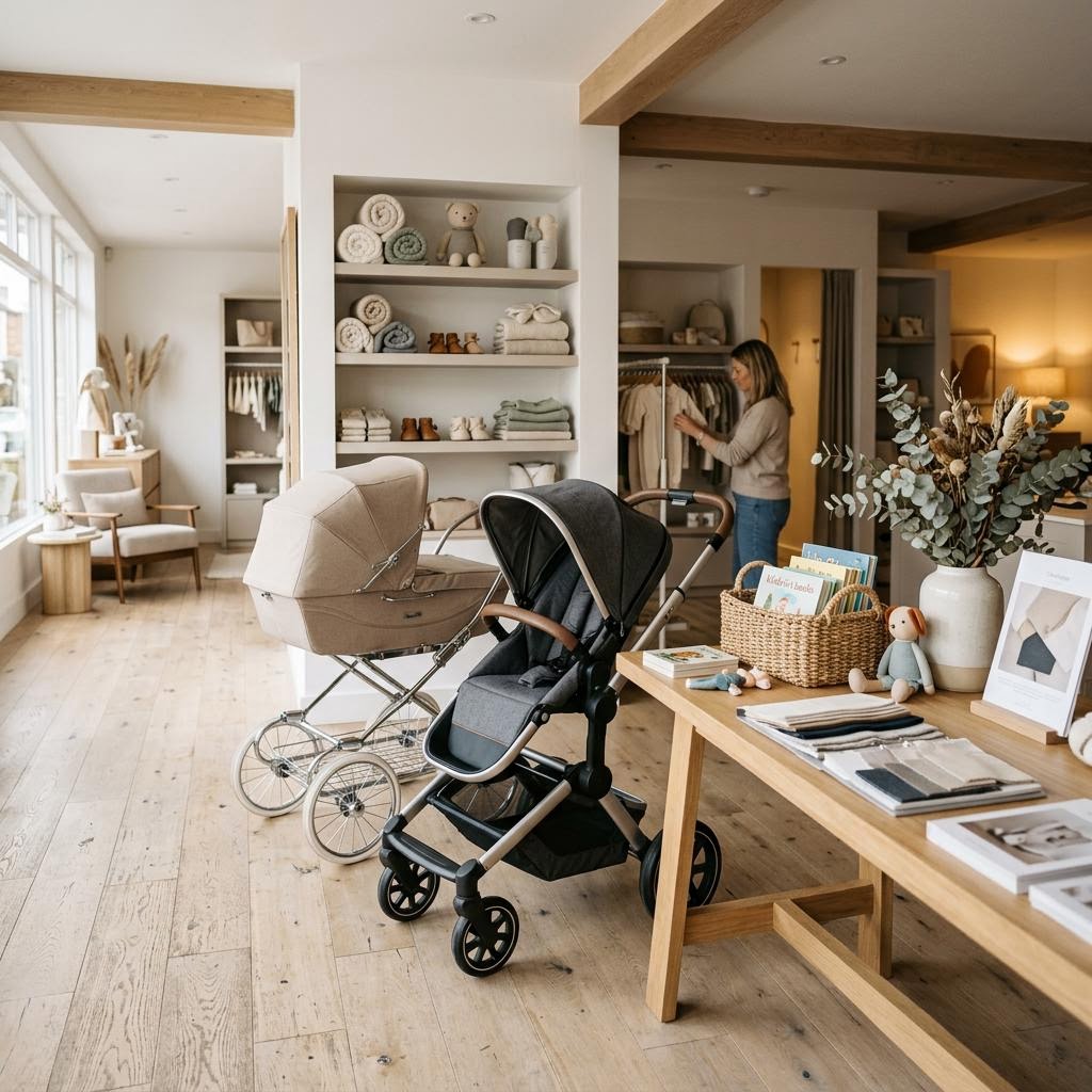 Original editorial image illustrating the Johnston Prams merchant category