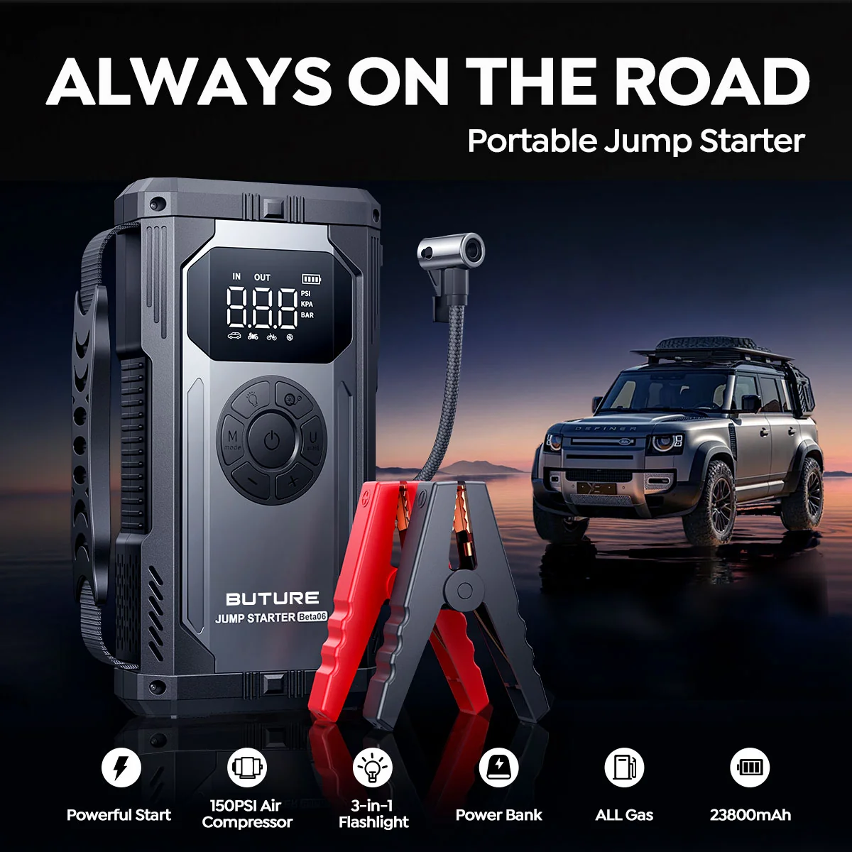 Buture portable car jump starter