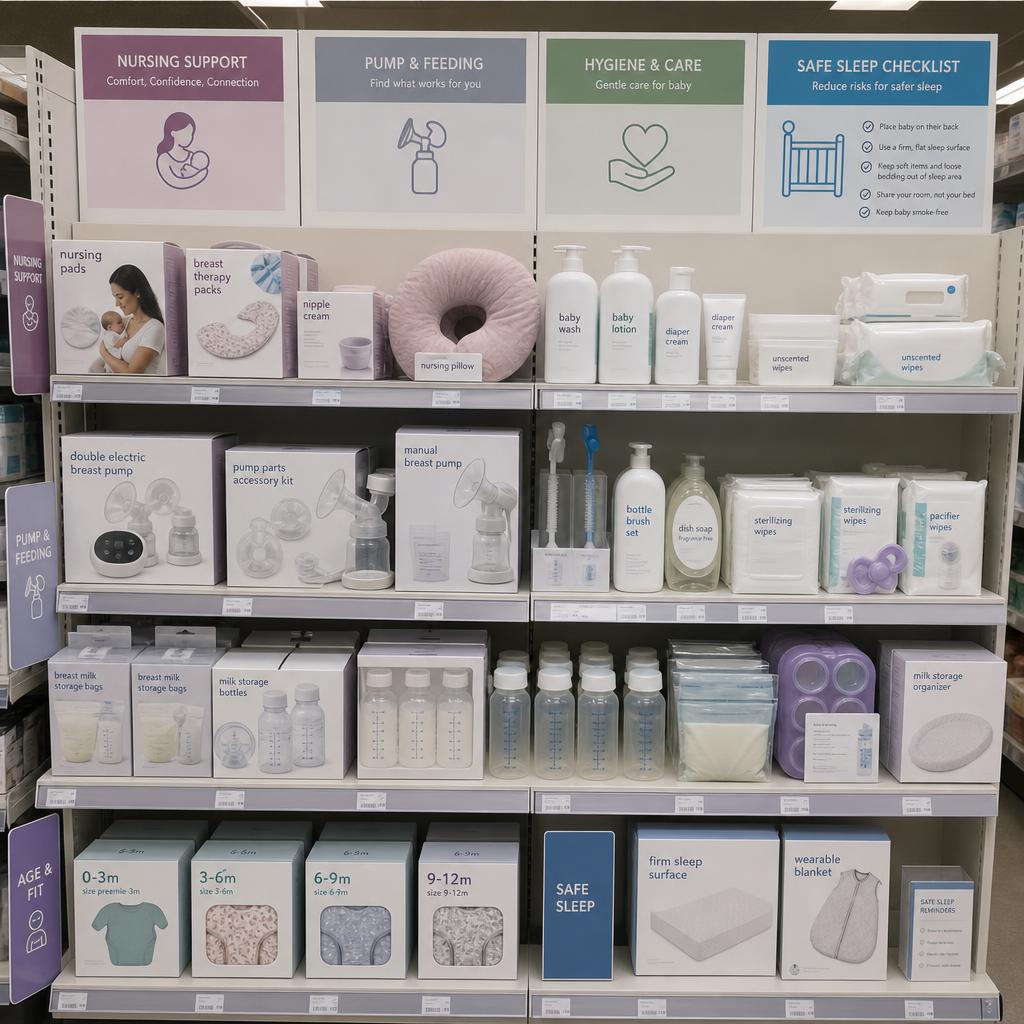 Original photographic Momcozy US editorial for US maternity, nursing, baby feeding and care products storefront
